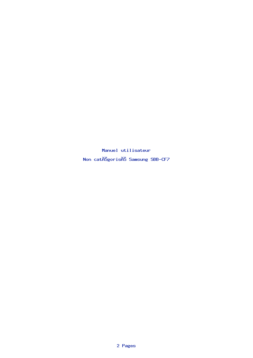 Page 1 de la notice Manuel utilisateur Samsung SBB-CF7