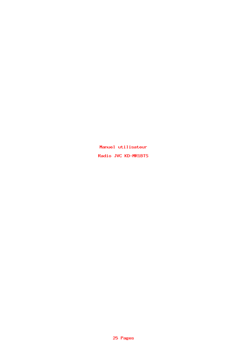 Page 1 de la notice Manuel utilisateur JVC KD-MR1BTS