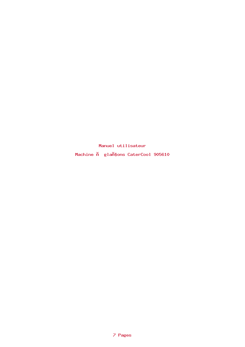 Page 1 de la notice Manuel utilisateur CaterCool 905610