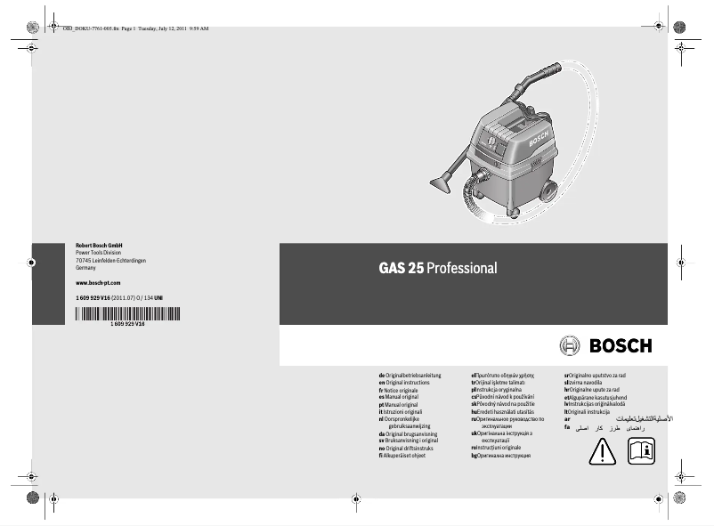 Página 1 del manual Manual de usuario Bosch GAS 25 Professional
