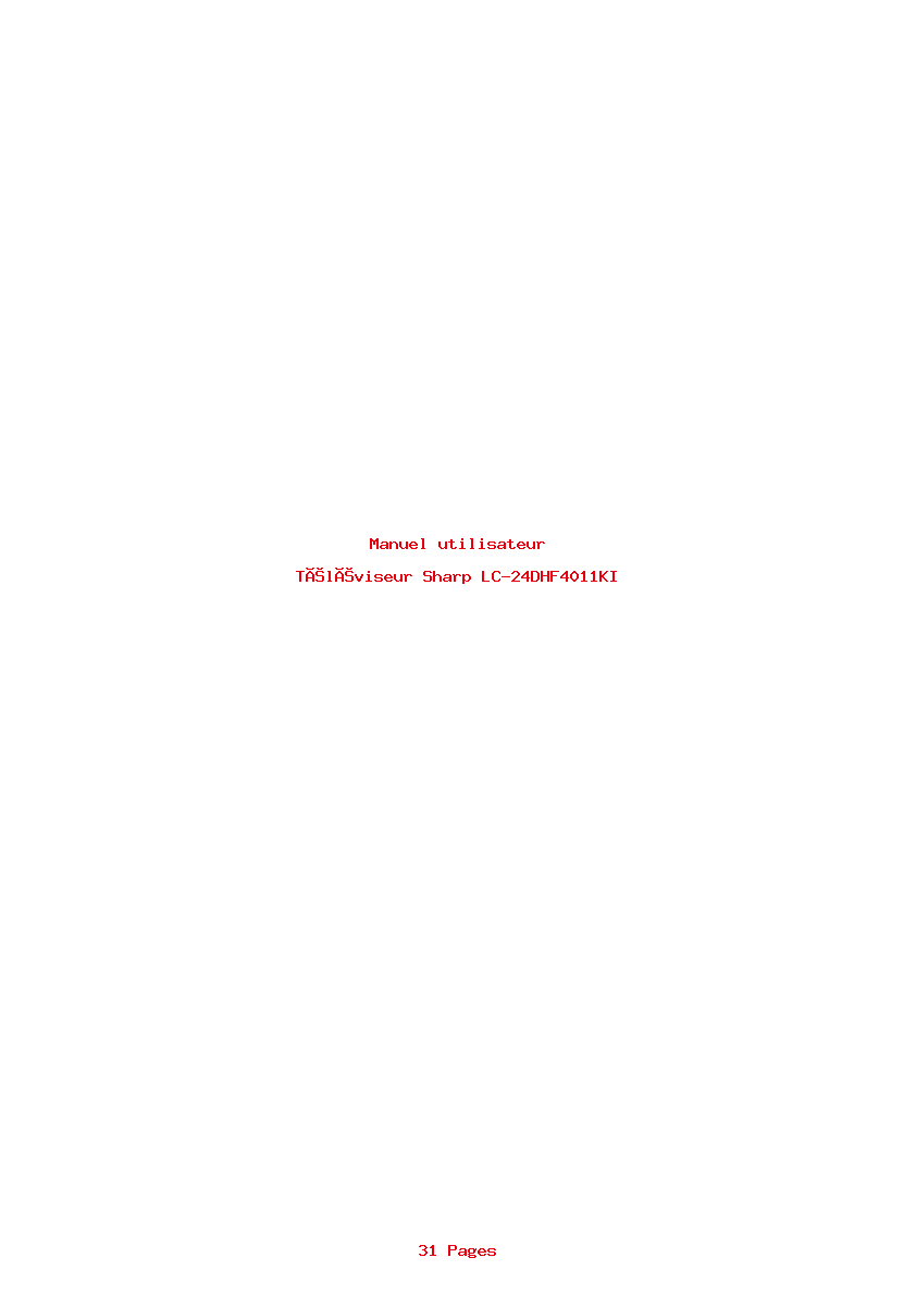 Page 1 de la notice Manuel utilisateur Sharp LC-24DHF4011KI