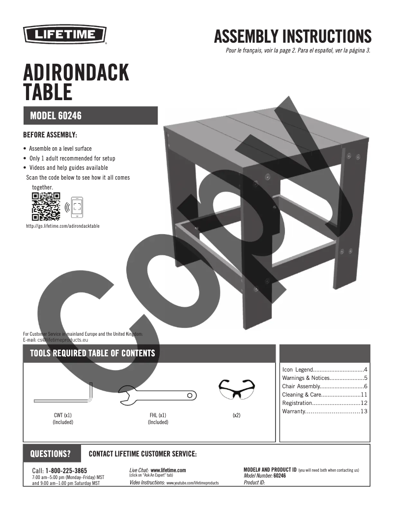 Página 1 del manual Manual de usuario Lifetime 60246