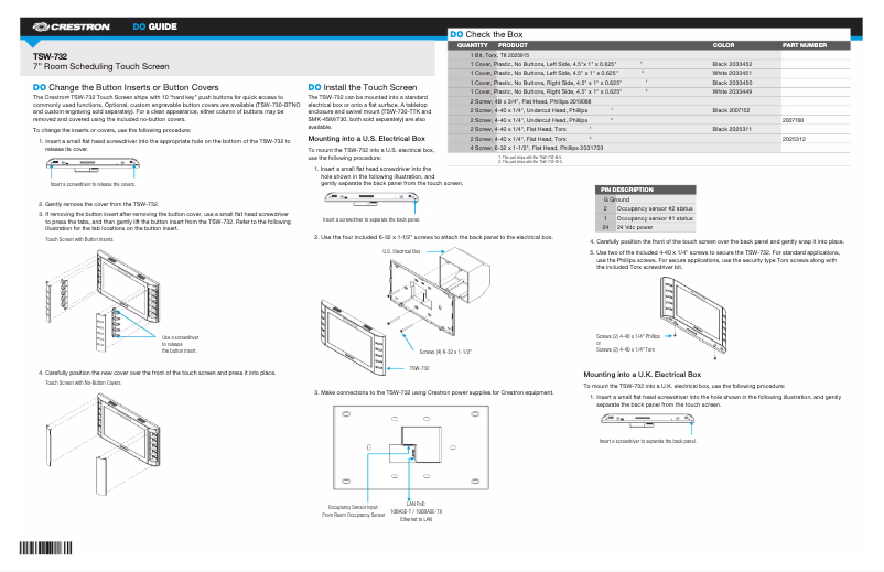 Page 1 de la notice Manuel utilisateur Crestron TSW-732-B-S