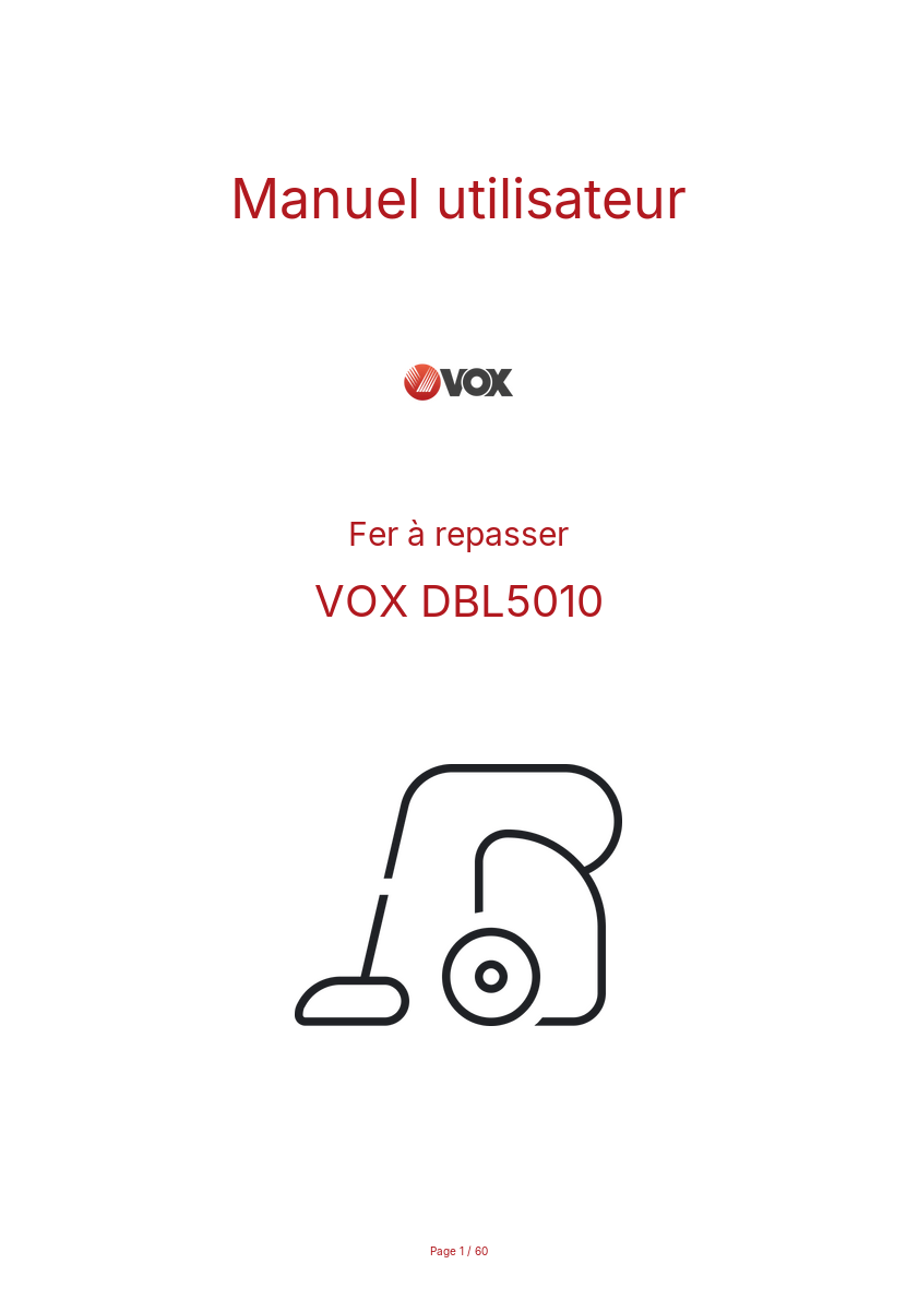 Page 1 de la notice Manuel utilisateur VOX DBL5010