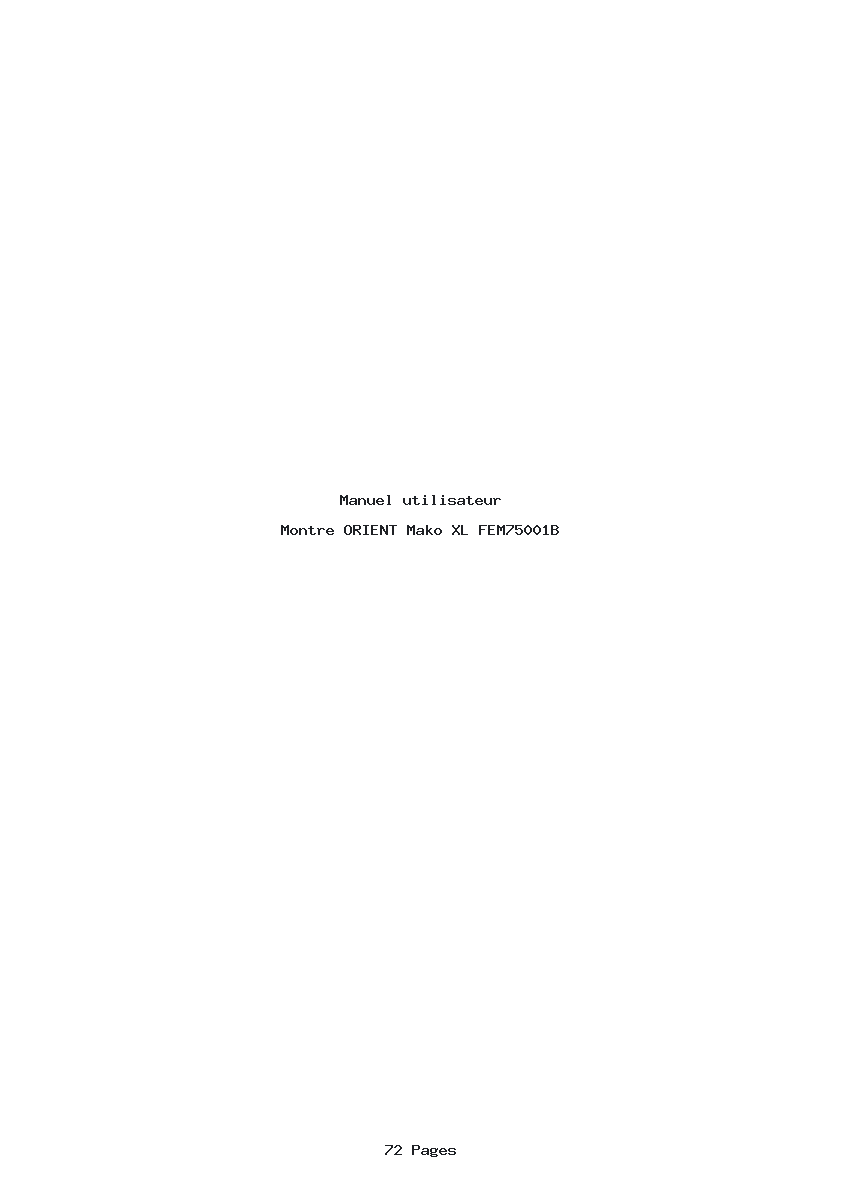 Page 1 de la notice Manuel utilisateur ORIENT Mako XL FEM75001B