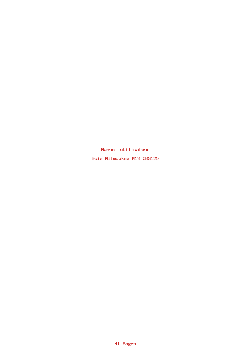 Page 1 de la notice Manuel utilisateur Milwaukee M18 CBS125