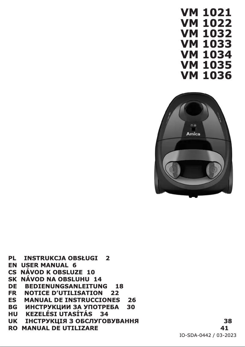 Page 1 de la notice Manuel utilisateur Amica Ora VM 1035