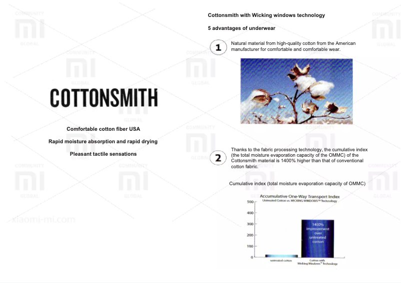 Page 1 de la notice Manuel utilisateur Xiaomi Cottonsmith Underwear