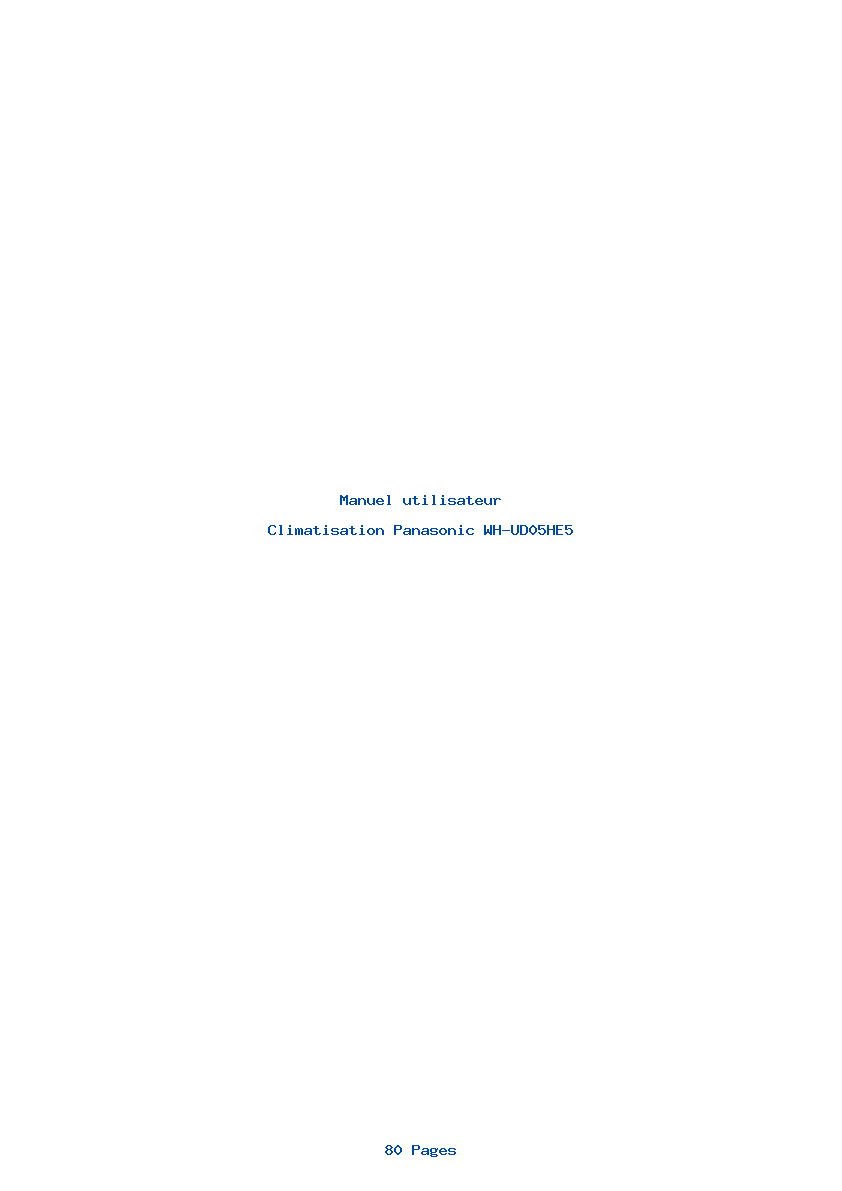 Page 1 de la notice Manuel utilisateur Panasonic WH-UD05HE5