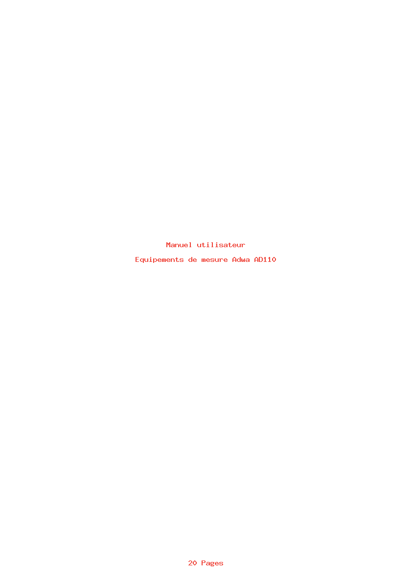 Page 1 de la notice Manuel utilisateur Adwa AD110