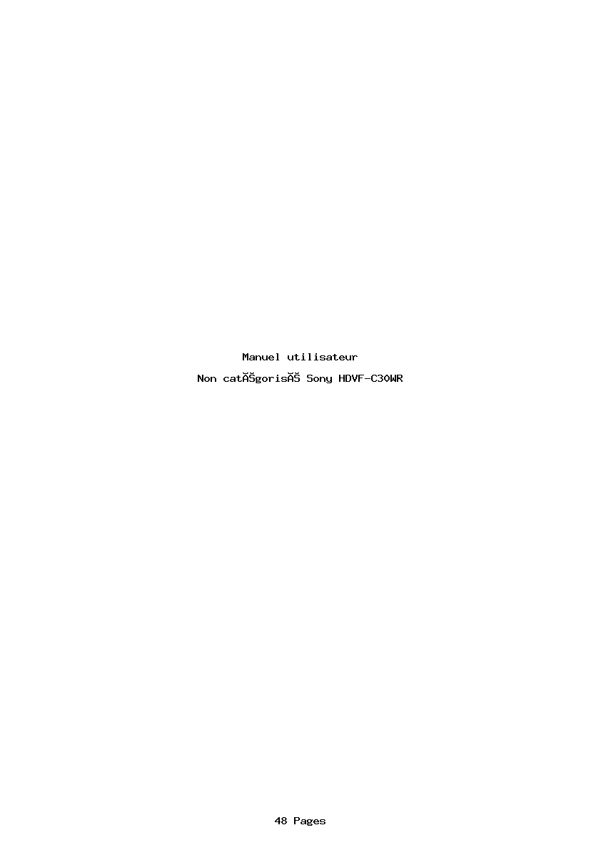 Page 1 de la notice Manuel utilisateur Sony HDVF-C30WR