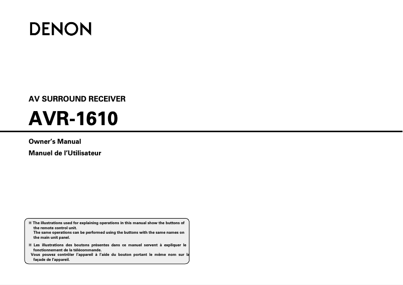 Page 1 de la notice Manuel utilisateur Denon AVR 1610