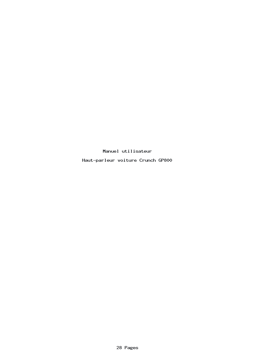 Page 1 de la notice Manuel utilisateur Crunch GP800