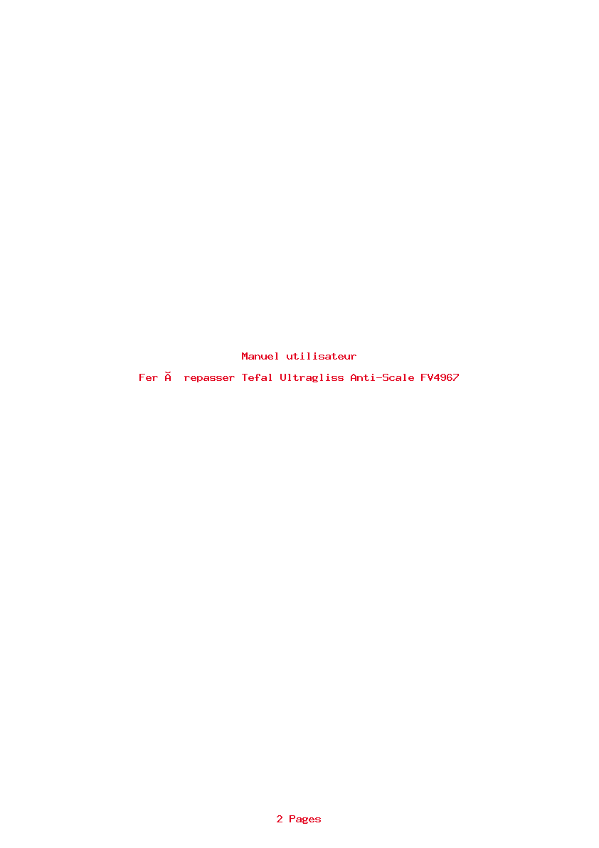 Page 1 de la notice Manuel utilisateur Tefal Ultragliss Anti-Scale FV4967