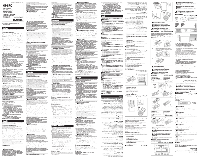 Página 1 del manual Manual de usuario Casio HR-8RC
