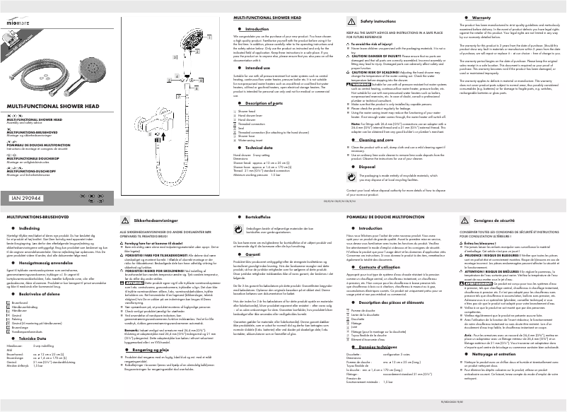 Page 1 de la notice Manuel utilisateur Miomare IAN 290944