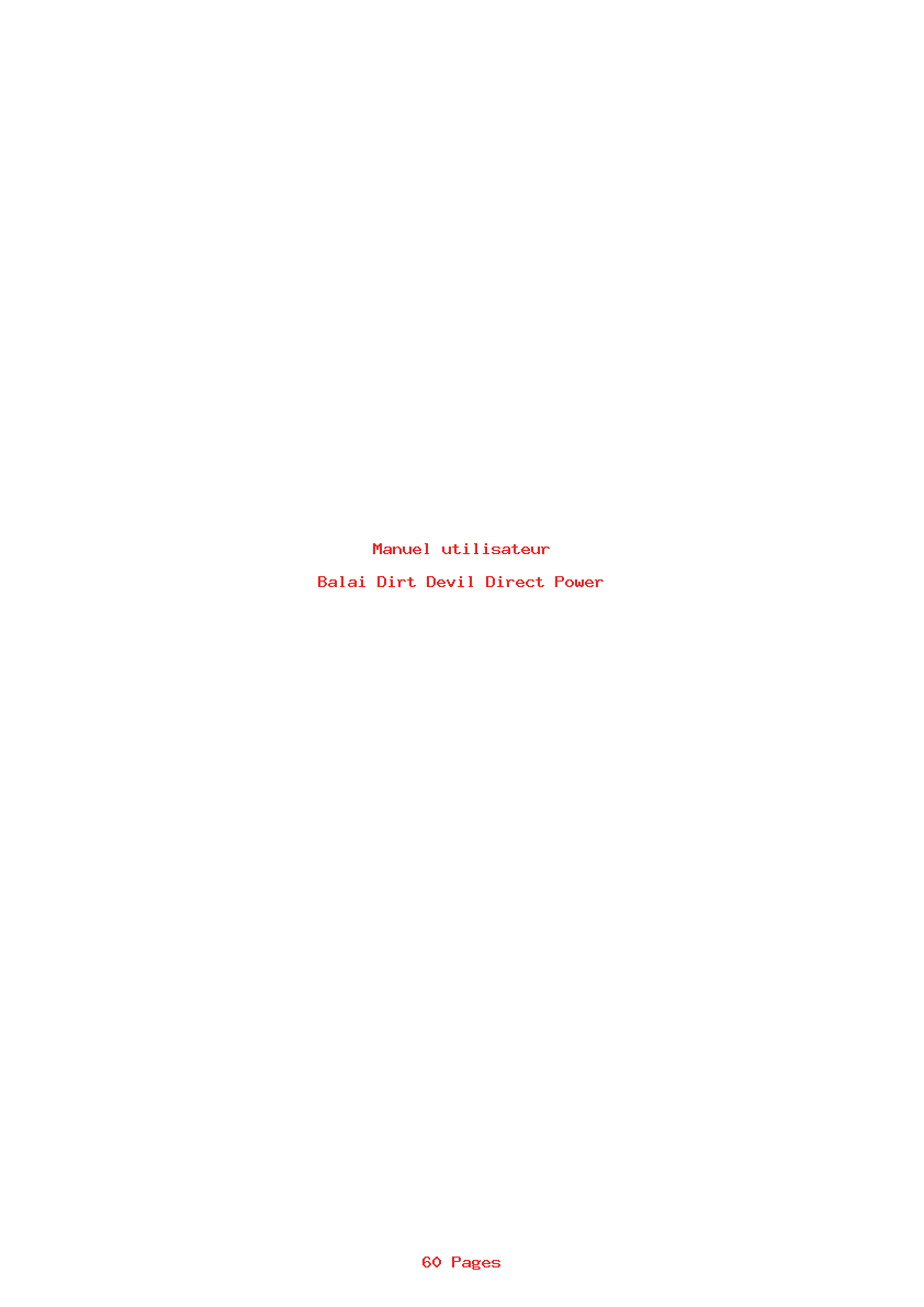 Page 1 de la notice Manuel utilisateur Dirt Devil Direct Power