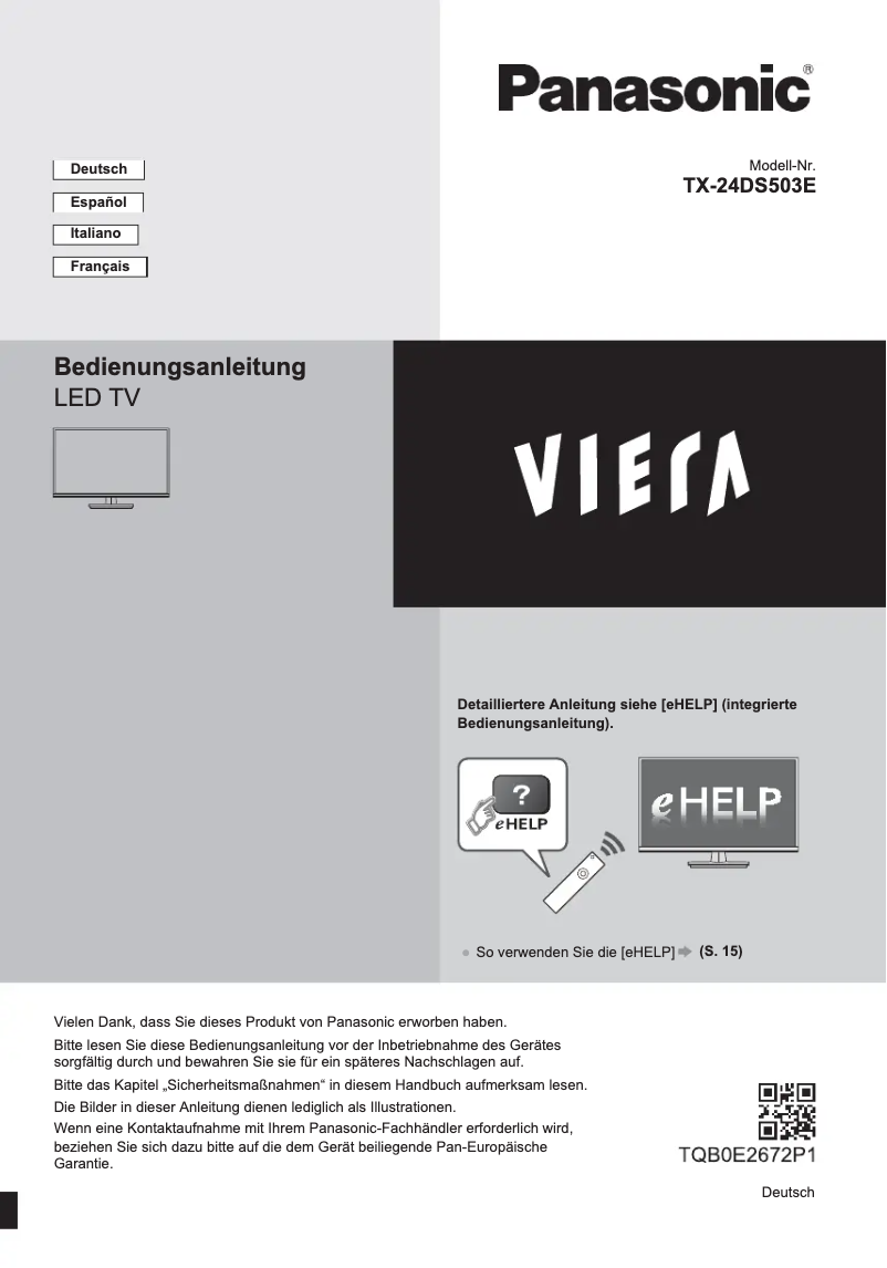 Page 1 de la notice Guide de démarrage rapide Panasonic TX-24DS503E