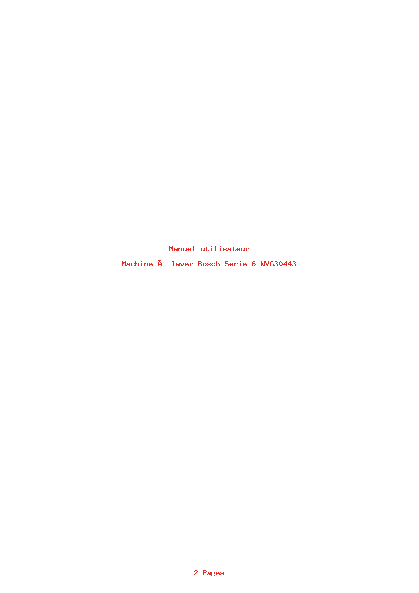 Page 1 de la notice Manuel utilisateur Bosch Serie 6 WVG30443