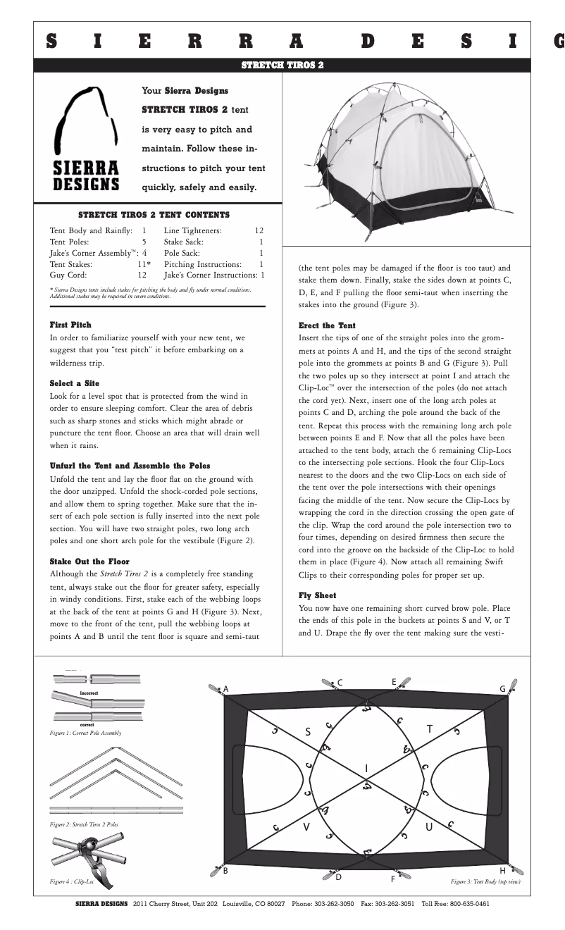 Page 1 de la notice Manuel utilisateur Sierra Designs Stretch