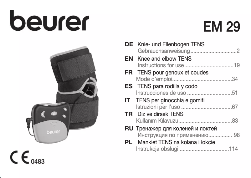 Page 1 de la notice Manuel d'utilisation et d'entretien Beurer EM 29