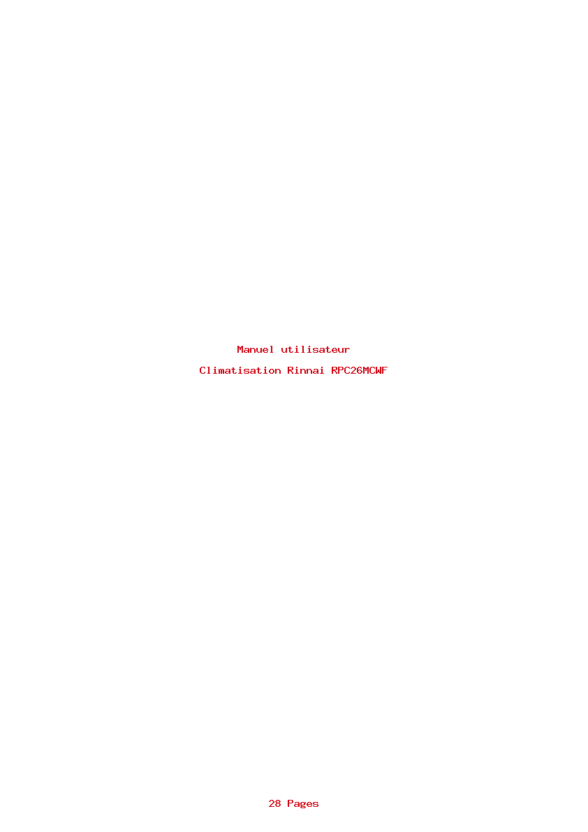 Page 1 de la notice Manuel utilisateur Rinnai RPC26MCWF