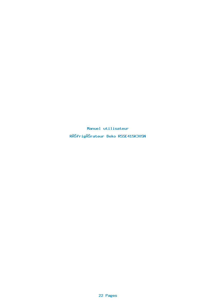 Page 1 de la notice Manuel utilisateur Beko RSSE415K30SN