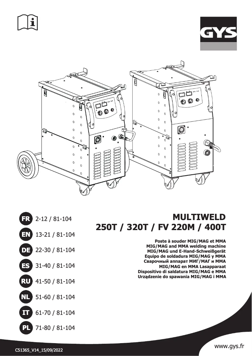 Image de la première page du manuel de l'appareil Multiweld FV 220M