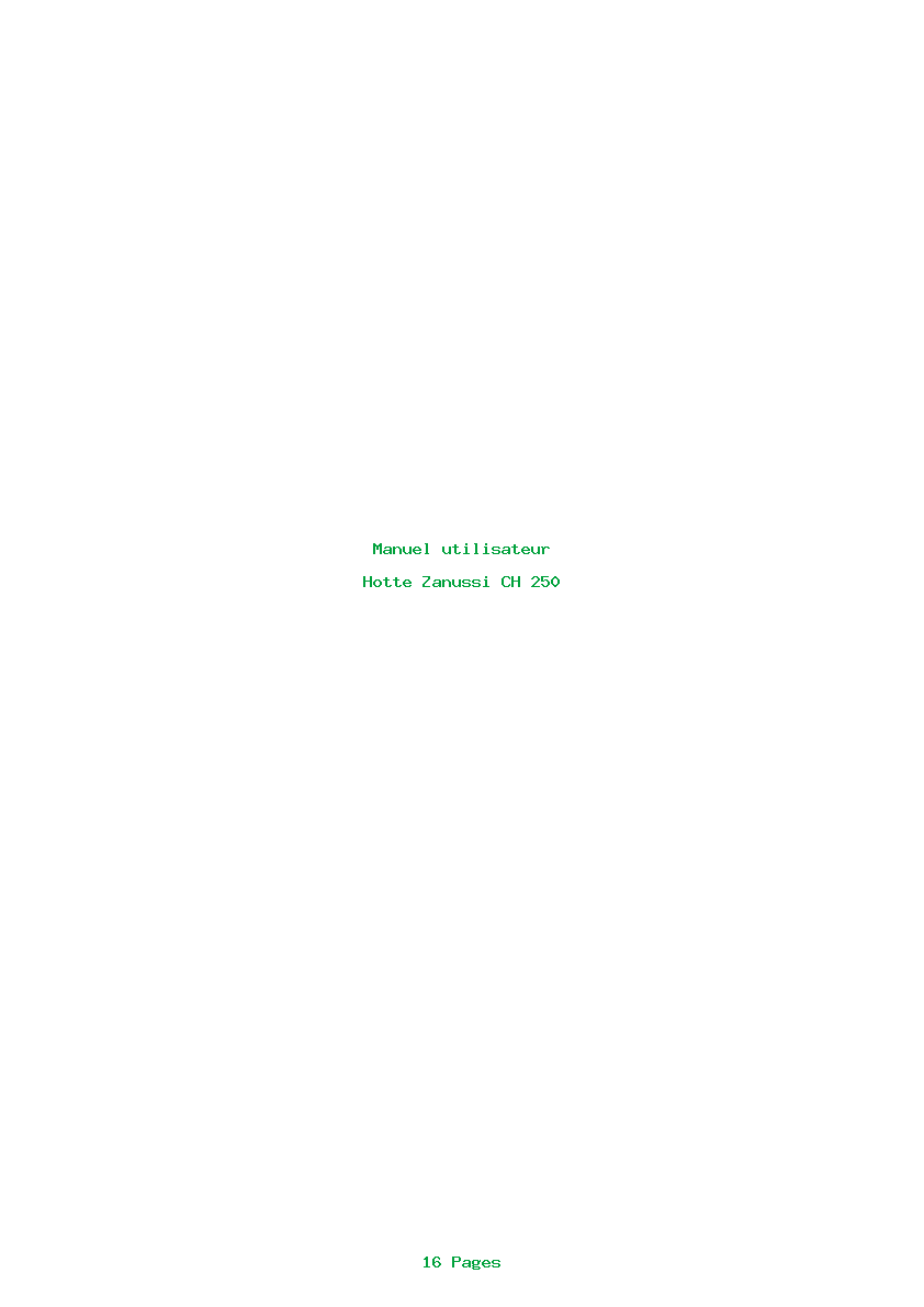 Page 1 de la notice Manuel utilisateur Zanussi CH 250