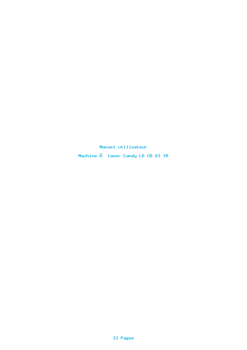 Page 1 de la notice Manuel utilisateur Candy LB CB 63 TR