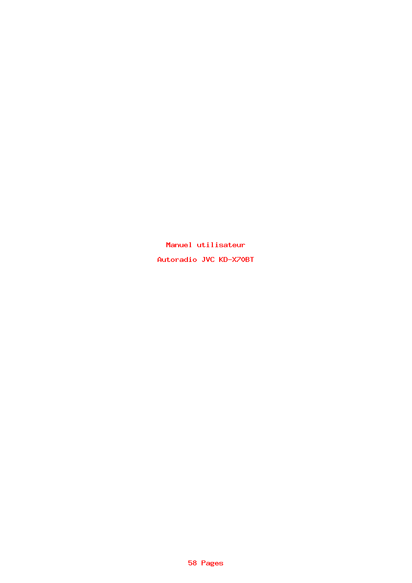 Page 1 de la notice Manuel utilisateur JVC KD-X70BT