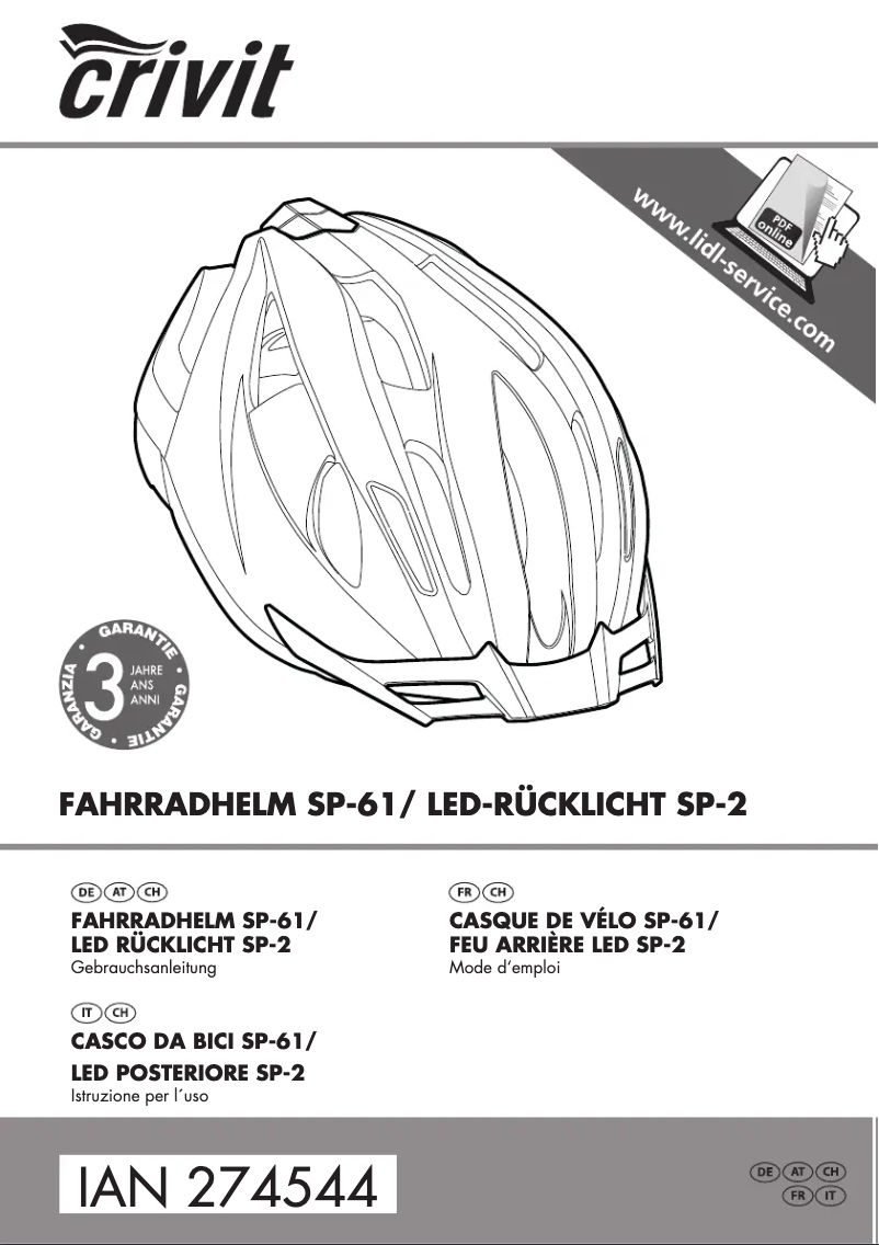 Page 1 de la notice Manuel utilisateur Crivit IAN 307555