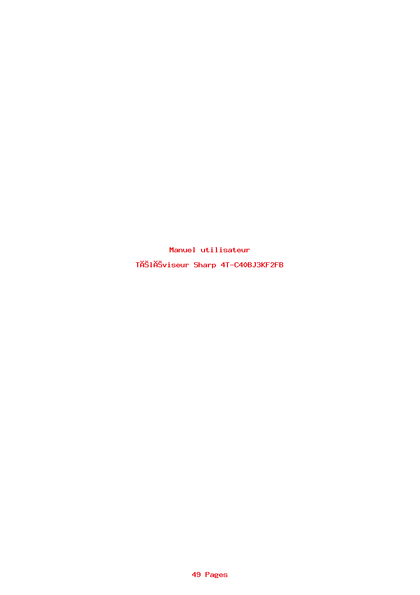 Page 1 de la notice Manuel utilisateur Sharp 4T-C40BJ3KF2FB