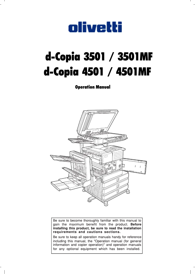 Page 1 of the manual User Manual Olivetti d-Copia 4501MF