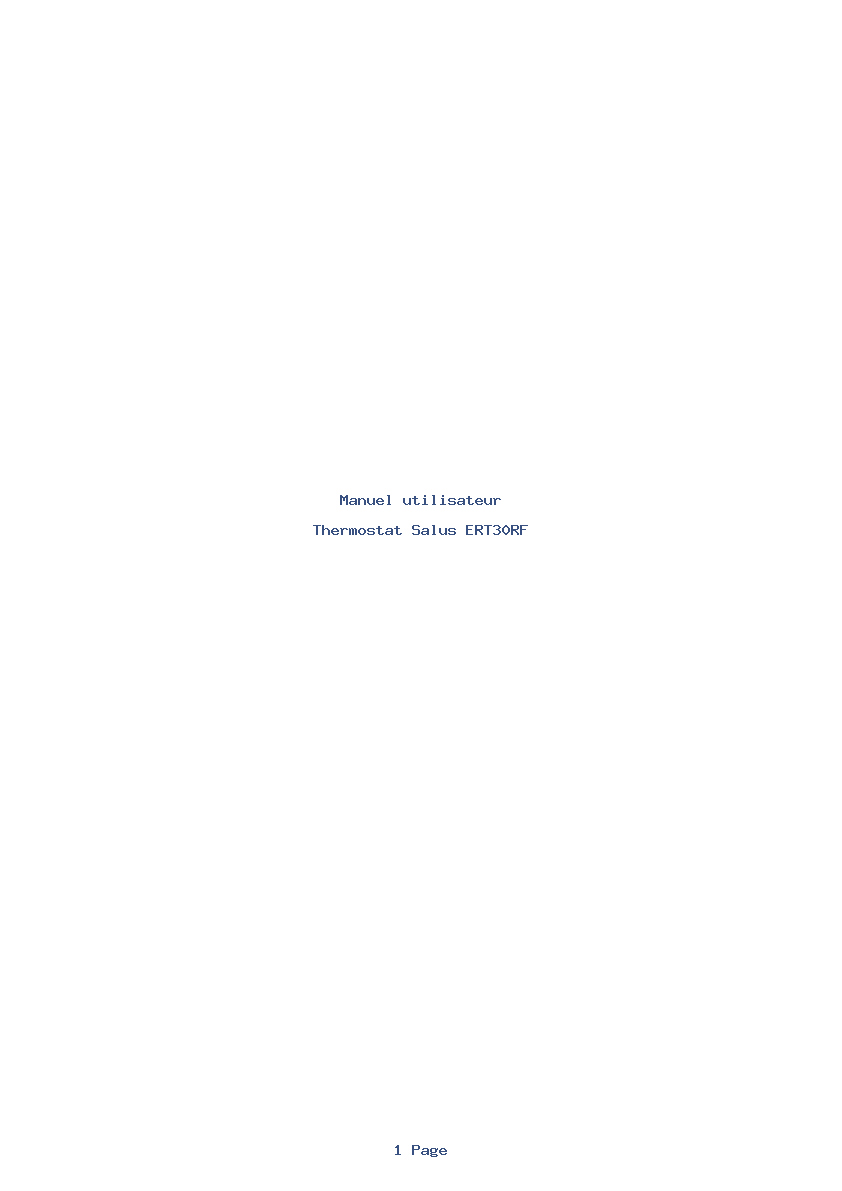 Page 1 de la notice Manuel utilisateur Salus ERT30RF