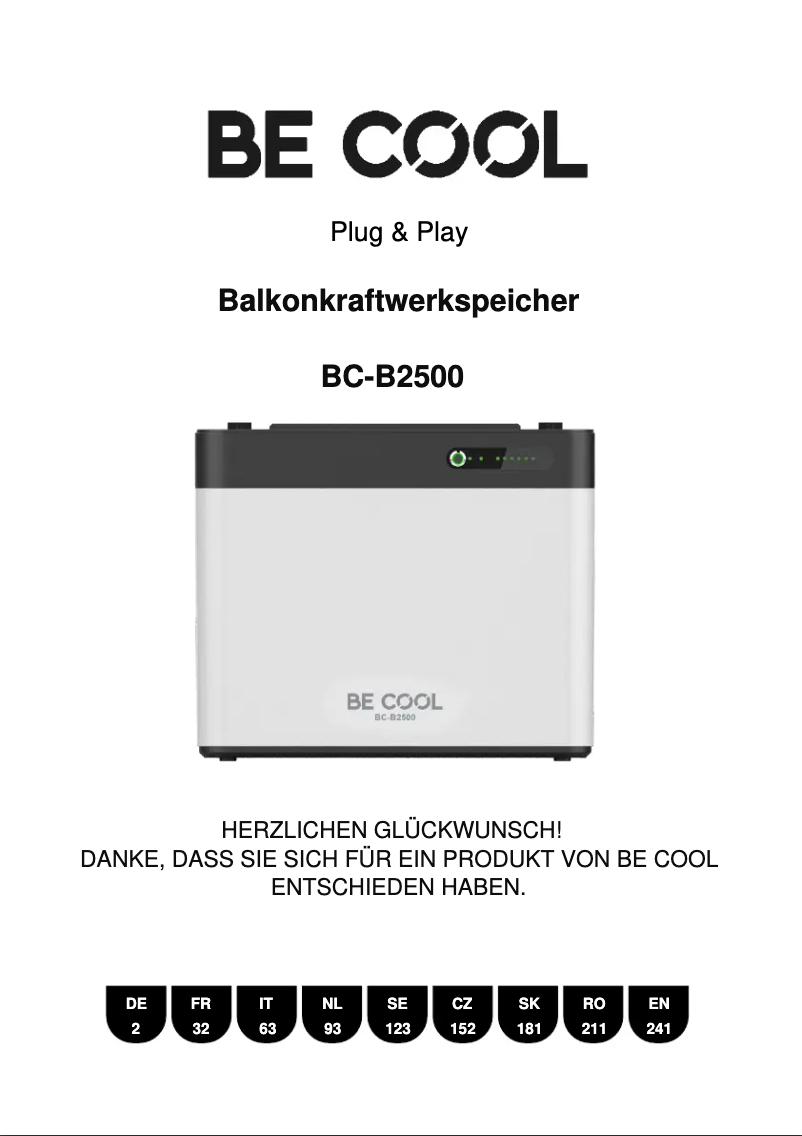 Page 1 de la notice Manuel utilisateur Be Cool BC-B2500