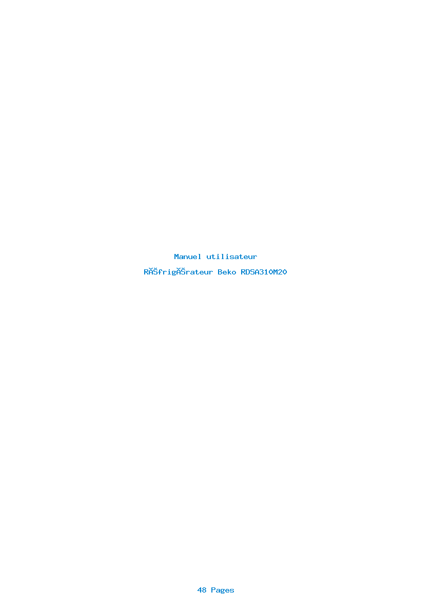 Page 1 de la notice Manuel utilisateur Beko RDSA310M20