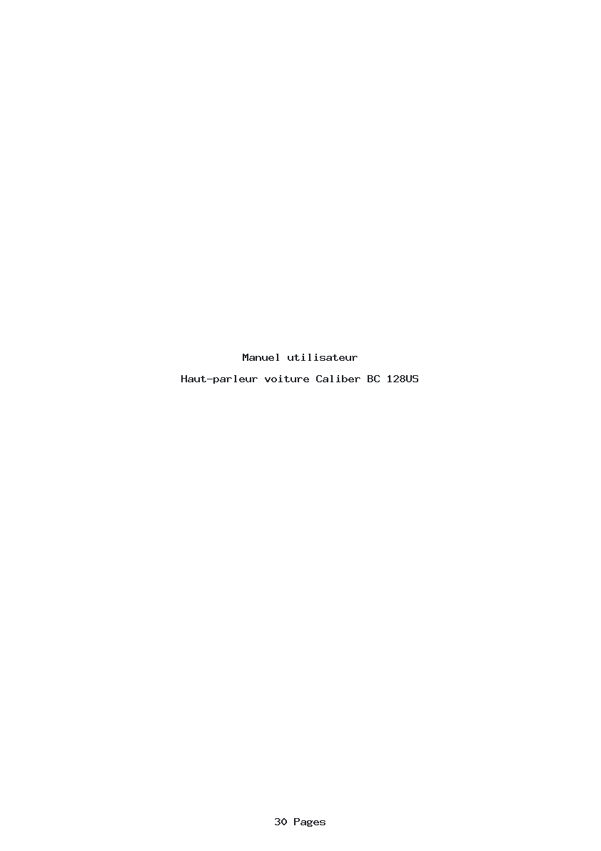 Page 1 de la notice Manuel utilisateur Caliber BC 128US