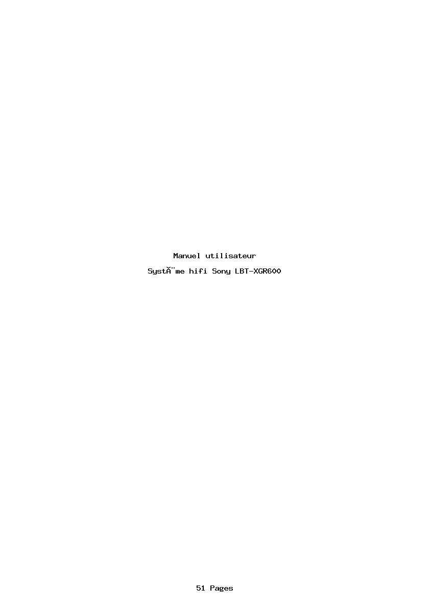 Page 1 de la notice Manuel utilisateur Sony LBT-XGR600