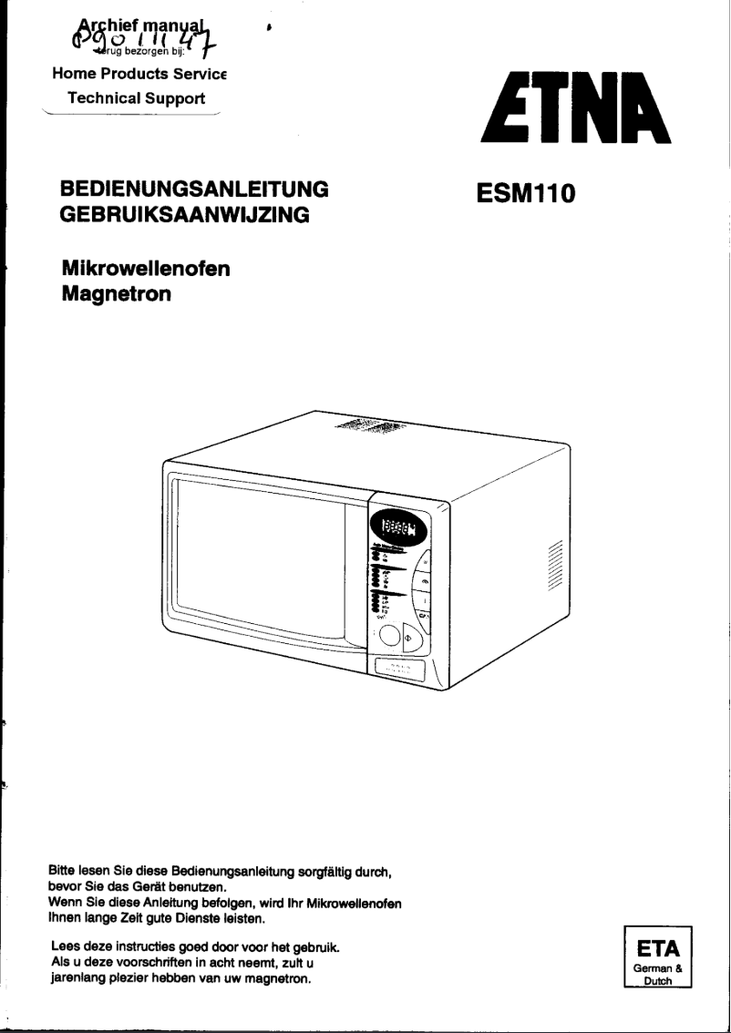 Page 1 de la notice Manuel utilisateur Etna ESM110