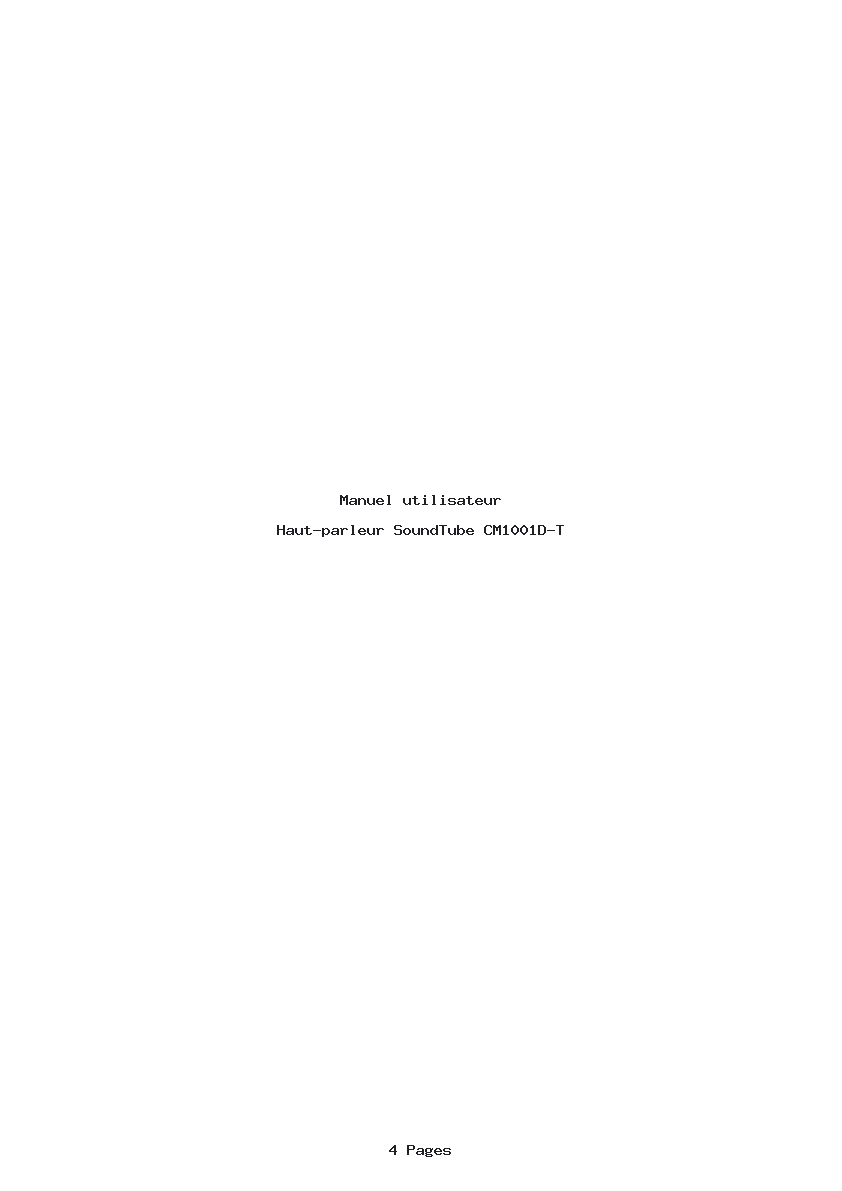 Page 1 de la notice Manuel utilisateur SoundTube CM1001D-T