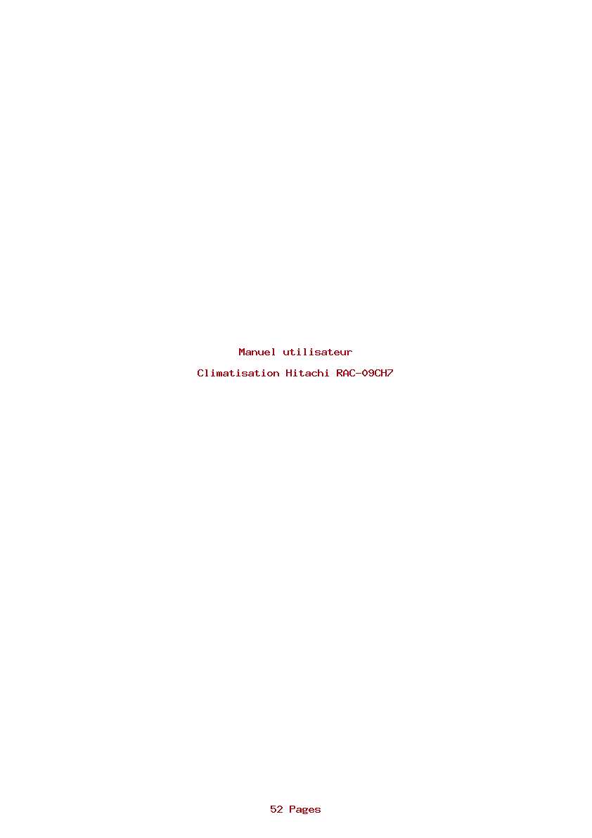 Page 1 de la notice Manuel utilisateur Hitachi RAC-09CH7