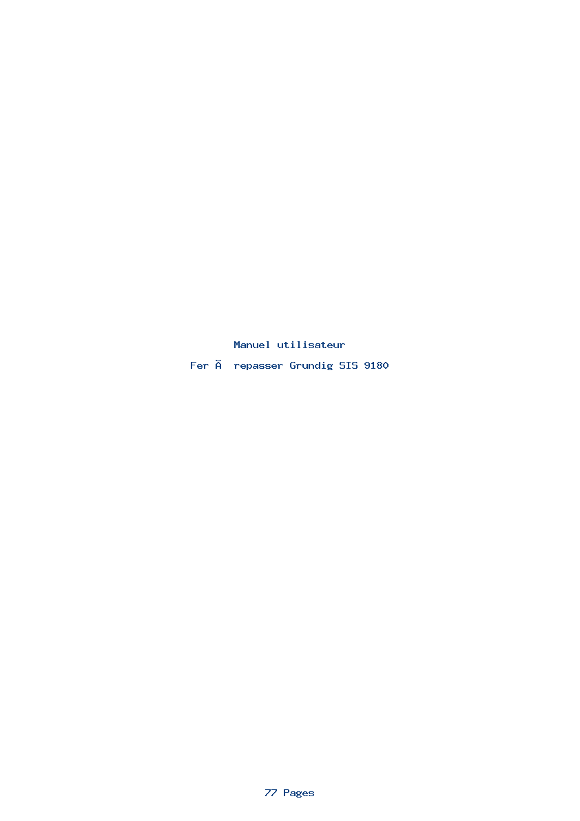 Page 1 de la notice Manuel utilisateur Grundig SIS 9180