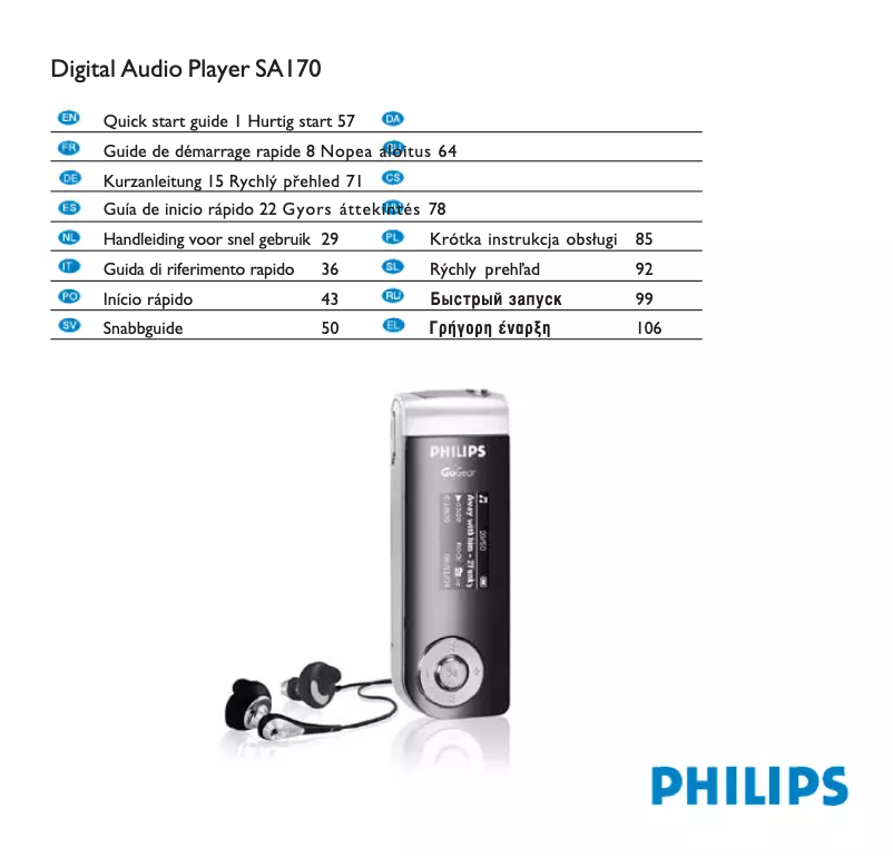 Page 1 of the manual Quick Start Guide Philips GoGear SA174