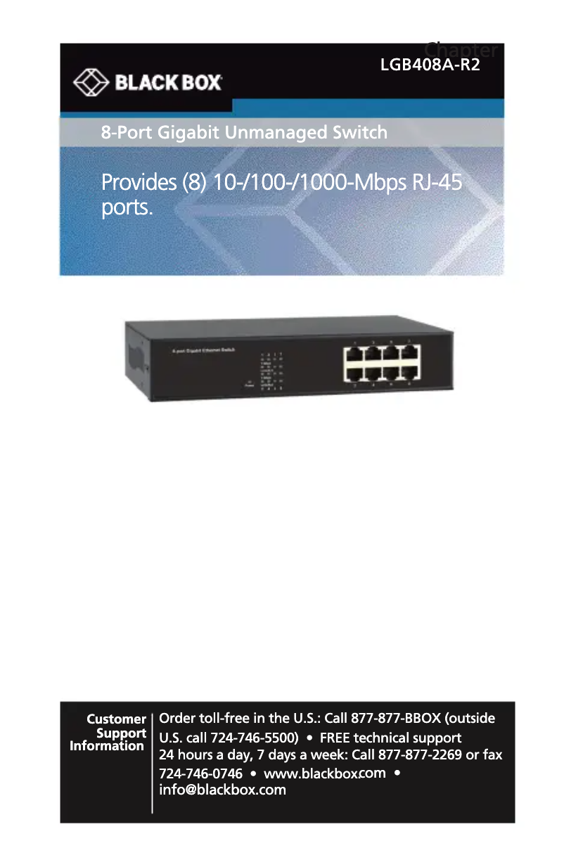 Page 1 de la notice Manuel utilisateur Black Box LGB408A-R2