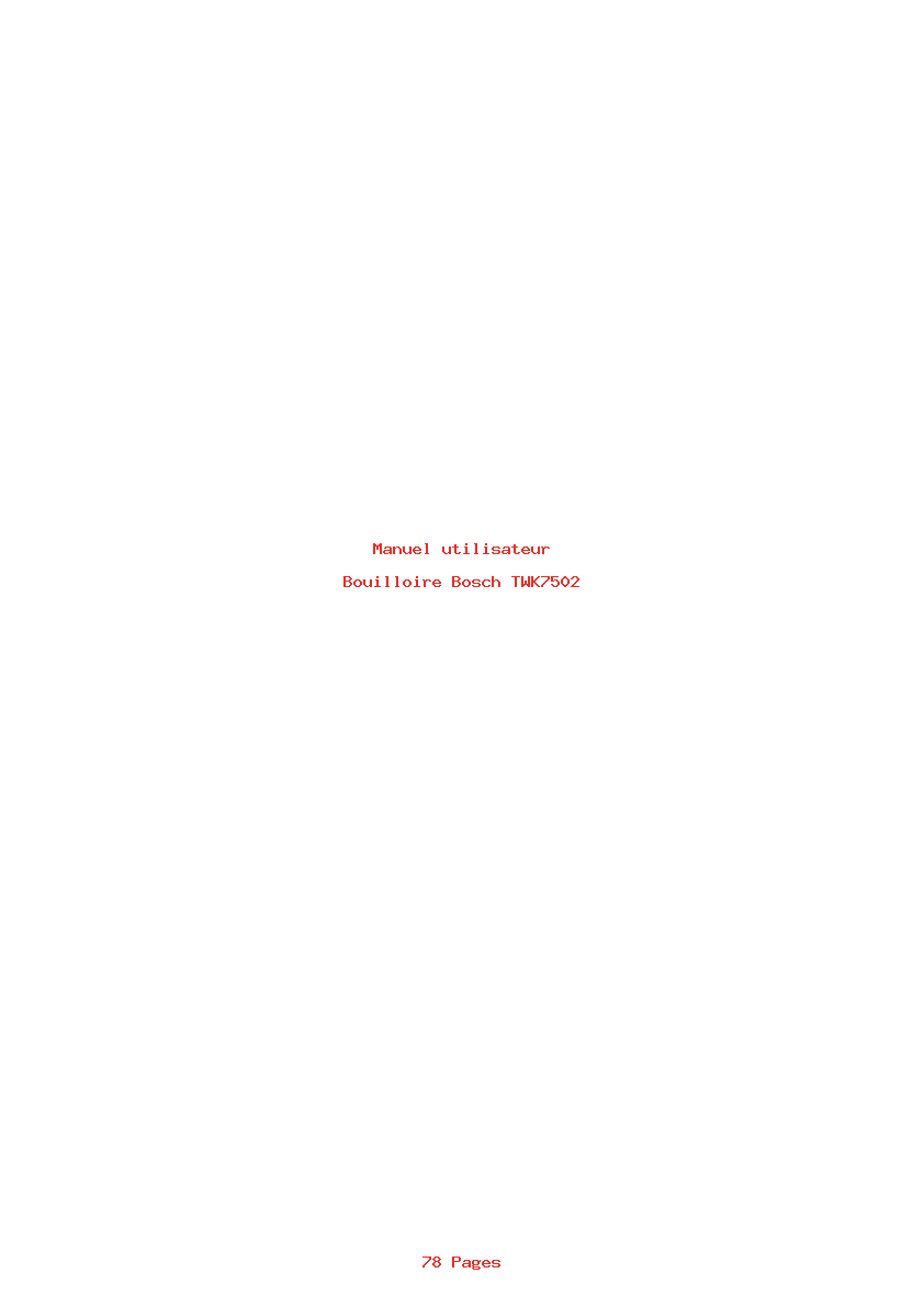 Page 1 de la notice Manuel utilisateur Bosch TWK7502