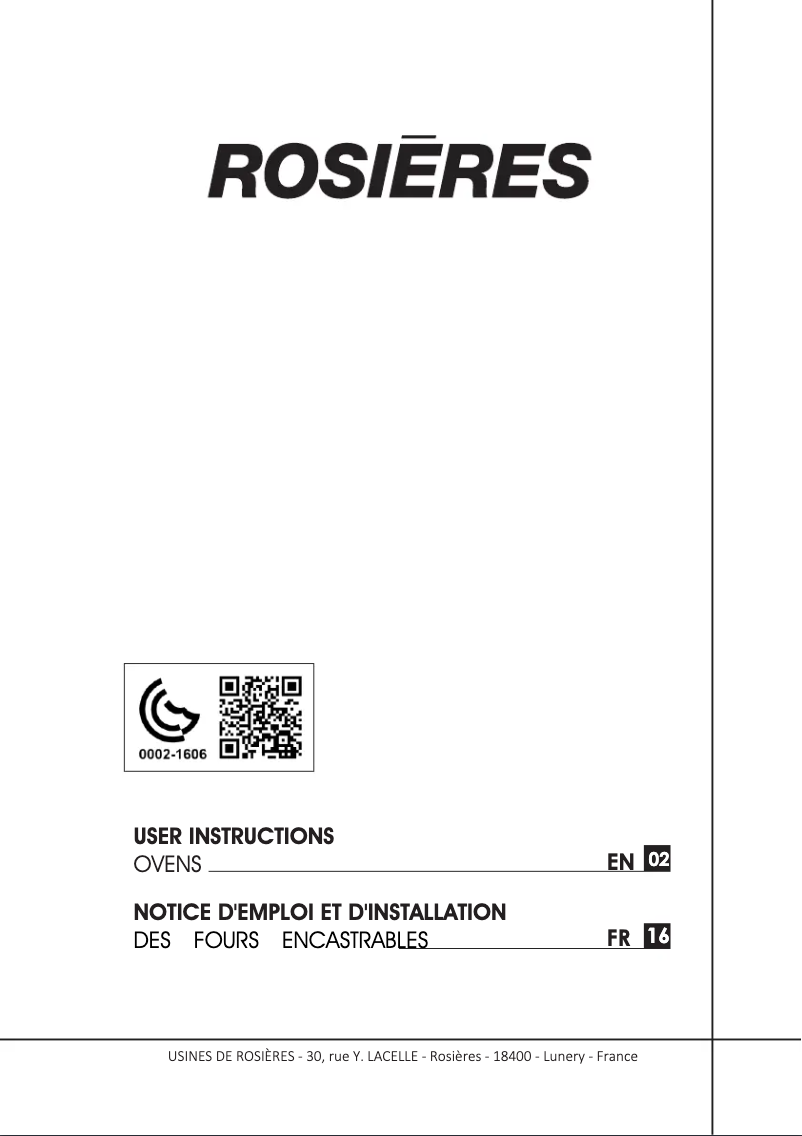 Page 1 de la notice Manuel utilisateur Rosieres RFZP6977IN