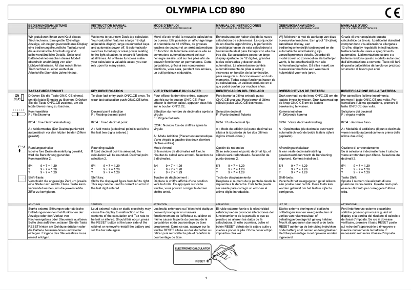 Page 1 de la notice Manuel utilisateur Olympia LCD-890