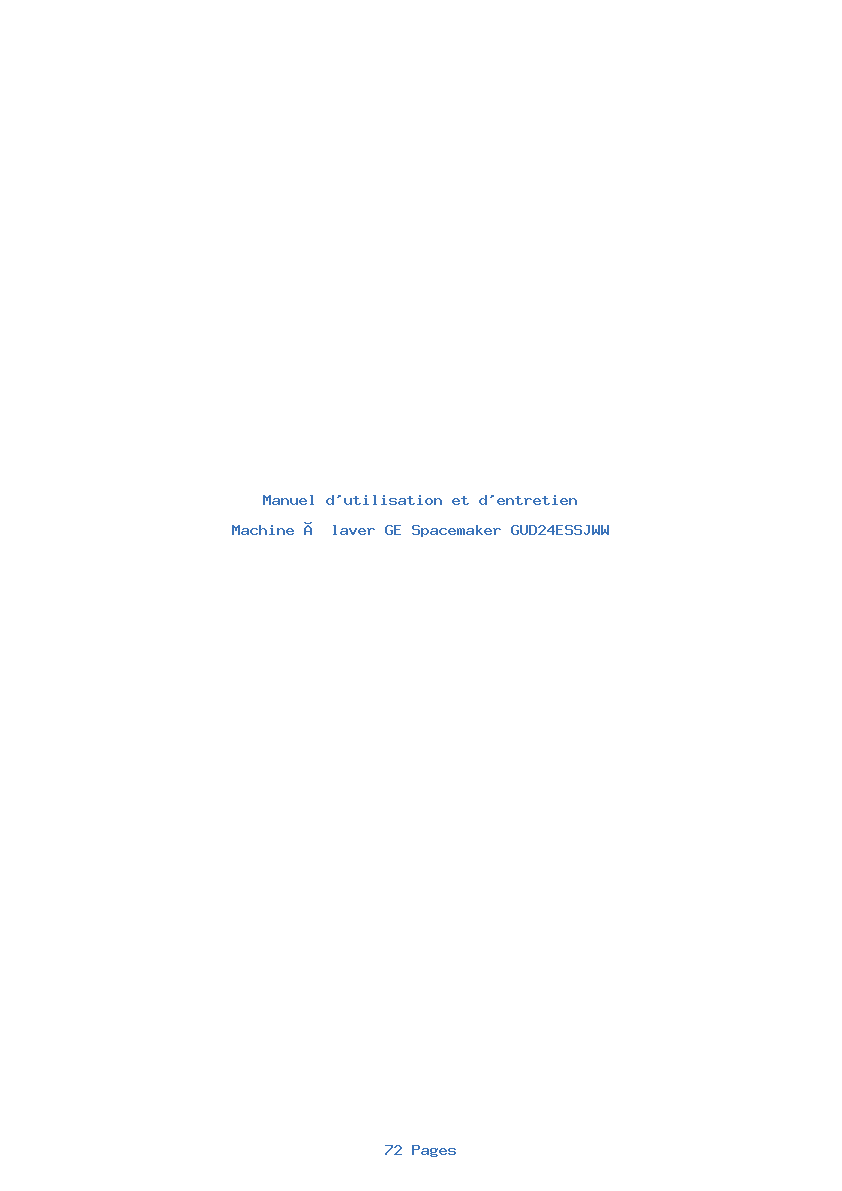 Page 1 de la notice Manuel d'utilisation et d'entretien GE Spacemaker GUD24ESSJWW