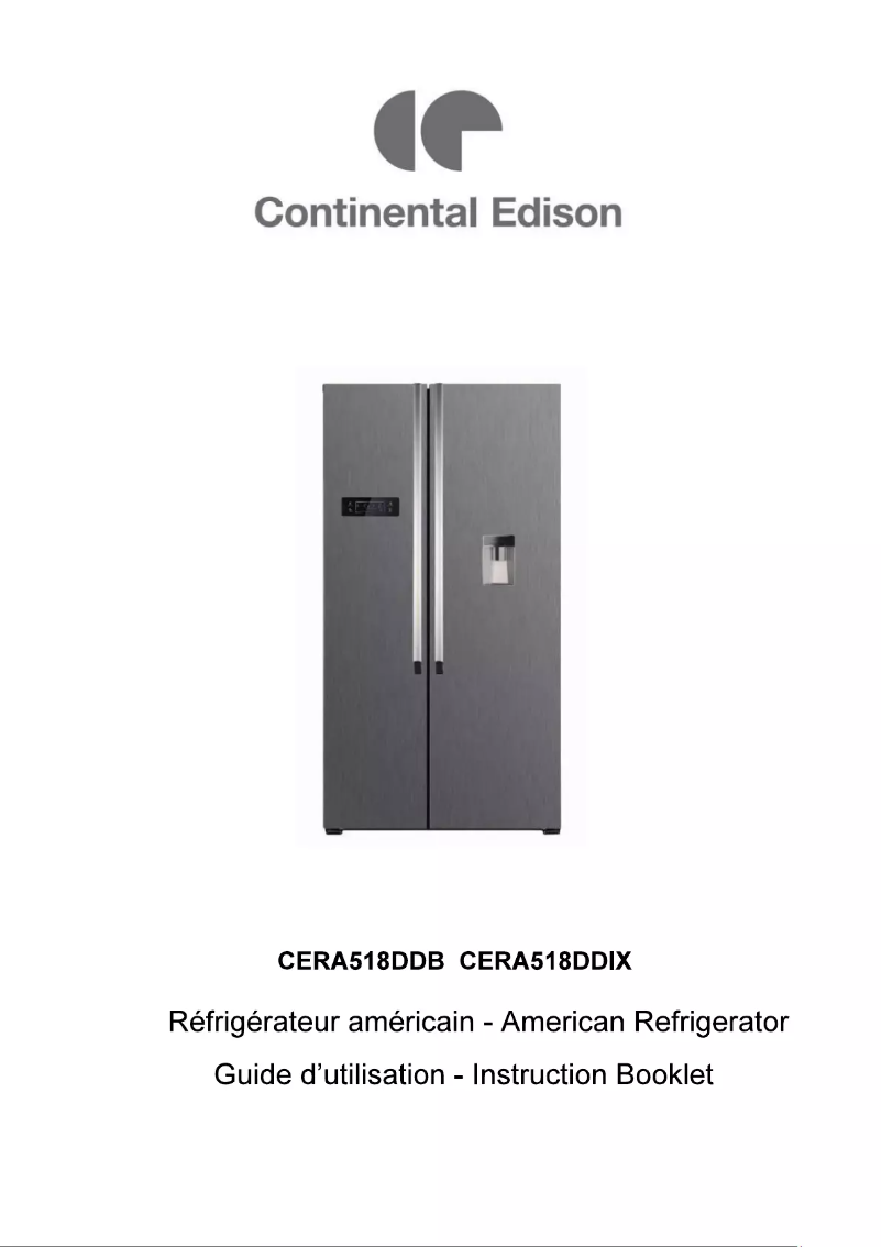 Page 1 de la notice Manuel utilisateur Continental Edison CERA518DDIX